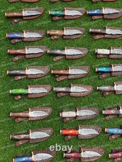 Lot of 30 Custom Handmade Damascus Steel 6 Camping & Hunting Knives From USA