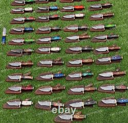 Lot of 30 Custom Handmade Damascus Steel 6 Camping & Hunting Knives From USA