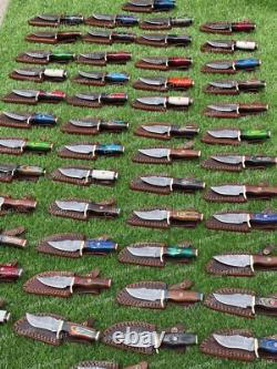 Lot of 30 Custom Handmade Damascus Steel 6 Camping & Hunting Knives From USA