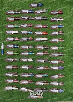 Lot of 30 Custom Handmade Damascus Steel 6 Camping & Hunting Knives From USA