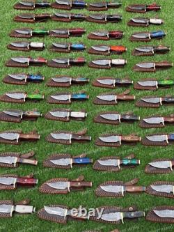 Lot of 30 Custom Handmade Damascus Steel 6 Camping & Hunting Knives From USA