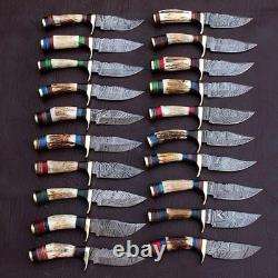 Lot of 40Pcs Custom Handmade Damascus Steel 6 Thick Stag Horn Knives From USA