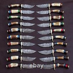 Lot of 40Pcs Custom Handmade Damascus Steel 6 Thick Stag Horn Knives From USA