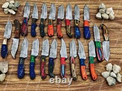 Lot of 50 Custom Handmade Damascus Steel 8 Full Tang Skinner Hunting Knifes USA