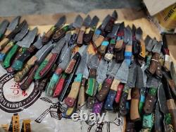 Lot of 50 Custom Handmade Damascus Steel 8 Full Tang Skinner Hunting Knifes USA
