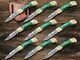 Lot Of 9 Pcs Damascus Folding Knives Edc, Tactical, Camping & Survival Knives