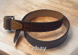 MARTIN DINGMAN BROWN IMPORTED CROCODILE GRAIN Leather BELT USA HAND Made Sz 38