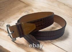 MARTIN DINGMAN BROWN IMPORTED CROCODILE GRAIN Leather BELT USA HAND Made Sz 38