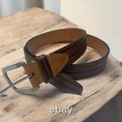 MARTIN DINGMAN BROWN IMPORTED CROCODILE GRAIN Leather BELT USA HAND Made Sz 38