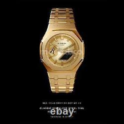 MLC Classic Gold Custom Casio G-Shock GA2100 Mod Watch Casioak Gift For Man