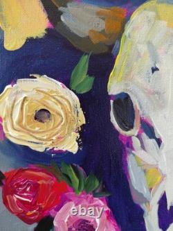 MONA VIVAR 12x12 Abstract Expressionist Original Cow Skull Painting Canvas