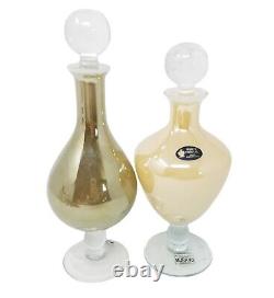 MURANO White Crystal Hand Blown Italy Art Glass Vase Perfume Bottle Set 10 9
