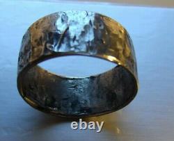 Made In USA Hand Hammered 925 Dark Silver Viking Style Mens Ring Size 12