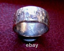 Made In USA Hand Hammered 925 Dark Silver Viking Style Mens Ring Size 12