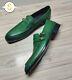 Made To Measure Handmade Green Leather Moccasin Slip On Monk Strap Dress Shoes