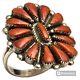 Marvelous Old Zuni Bernall Natewa Coral Sterling Silver Cluster Ringsz9