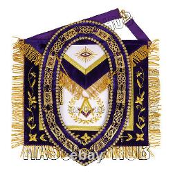 Masonic Grand Lodge Master Mason 100% Lambskin Apron With Chain Collar Hand Made