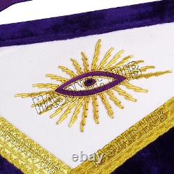 Masonic Grand Lodge Master Mason 100% Lambskin Apron With Chain Collar Hand Made