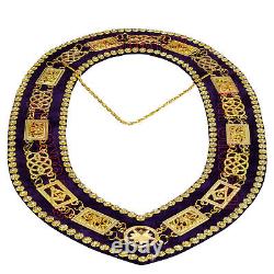 Masonic Grand Lodge Master Mason 100% Lambskin Apron With Chain Collar Hand Made