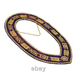 Masonic Grand Lodge Master Mason 100% Lambskin Apron With Chain Collar Hand Made