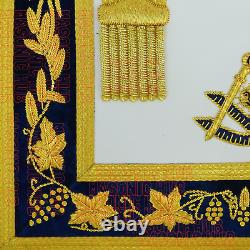 Masonic Past Master Apron Navy Blue Genuine Lambskin + Chain Collar & Jewel