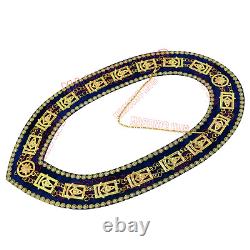 Masonic Past Master Apron Navy Blue Genuine Lambskin + Chain Collar & Jewel