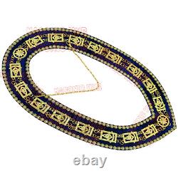 Masonic Past Master Apron Navy Blue Genuine Lambskin + Chain Collar & Jewel