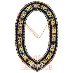 Masonic Past Master Apron Navy Blue Genuine Lambskin + Chain Collar & Jewel