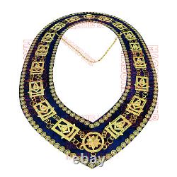 Masonic Past Master Apron Navy Blue Genuine Lambskin + Chain Collar & Jewel