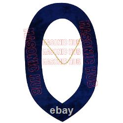 Masonic Past Master Apron Navy Blue Genuine Lambskin + Chain Collar & Jewel