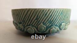McCoy Pottery 7 Green Turquoise Aqua Wave Knob Bowl Bulb Planter 1947 Real USA