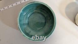 McCoy Pottery 7 Green Turquoise Aqua Wave Knob Bowl Bulb Planter 1947 Real USA