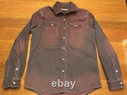 Medium Teleria Zed Roper Western Pearl Snap Handmade Shirt Red Ombre Italy