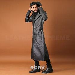 Men Black Long Hooded Coat For Men Leather Long Coat Trench Halloween Coat