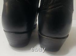 Men Lucchese Size 8 D Cowboy Boots Black Leather USA Hand Made Heel