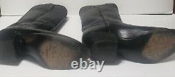 Men Lucchese Size 8 D Cowboy Boots Black Leather USA Hand Made Heel