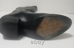 Men Lucchese Size 8 D Cowboy Boots Black Leather USA Hand Made Heel