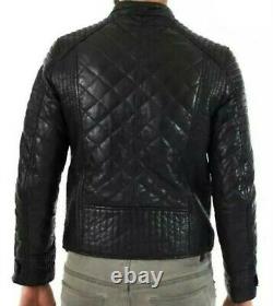 Men Quilted Leather jacket, Black fashion Jacket, Zara, Next, Italian Leather