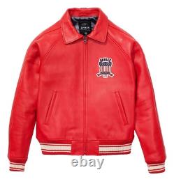 Men's Avirex Real Leather Bomber Jacket American Flight Leather Jacket