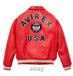 Men's Avirex Real Leather Bomber Jacket American Flight Leather Jacket