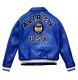 Men's Blue Avirex Real Leather Bomber Jacket American Flight Leather Jacket