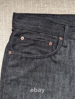 Men's JACK SPADE raw rigid selvedge jeans hand made USA charcoal W34 L31