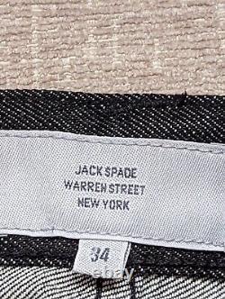 Men's JACK SPADE raw rigid selvedge jeans hand made USA charcoal W34 L31