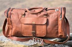 Men's Original USA Leather Vintage Duffle Luggage Weekend Overnight Travel Bag