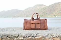 Men's Original USA Leather Vintage Duffle Luggage Weekend Overnight Travel Bag