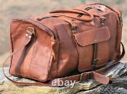 Men's Original USA Leather Vintage Duffle Luggage Weekend Overnight Travel Bag
