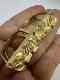 Men's Rectangular Nugget Two Finger Stylish Ring Solid 14k Yellow Gold Finish