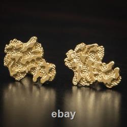 Men's Small Gold Plated Sterling Silver Screw Back Post Nugget Stud Earrings