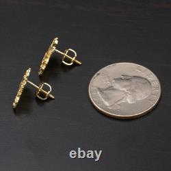 Men's Small Gold Plated Sterling Silver Screw Back Post Nugget Stud Earrings