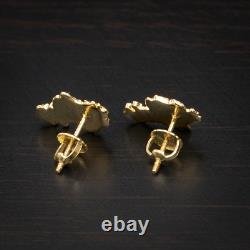 Men's Small Gold Plated Sterling Silver Screw Back Post Nugget Stud Earrings